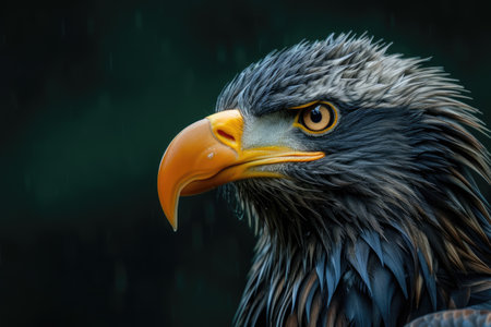 Majestic eagle: a captivating showcase of nature's prowess, bird, perched majestically, and embodying the spirit of freedom and untamed wilderness, a stunning visual ode to avian grace and power.の素材
