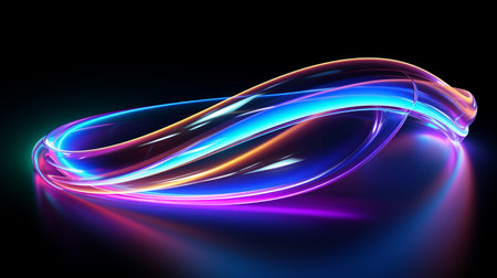 creative glowing neon holographic 3d glow: vibrant and innovative visuals, showcasing futuristic technology and mesmerizing light effects in a captivating and dynamic compositionの素材