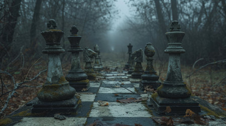 Creative chess: captivating journey through imaginative compositions, artistic arrangements, strategic brilliance, exploring boundless realm where creativity converges with the timeless game of kingsの素材