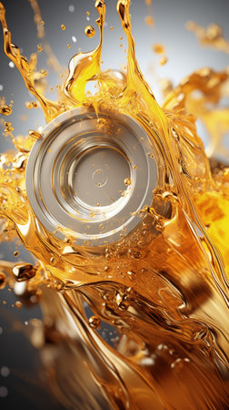Motor oil in the mechanism of a car engine: care for durability and efficiency. car engine with lubricant oil on repairing. Concept of lubricated motor oil.の素材