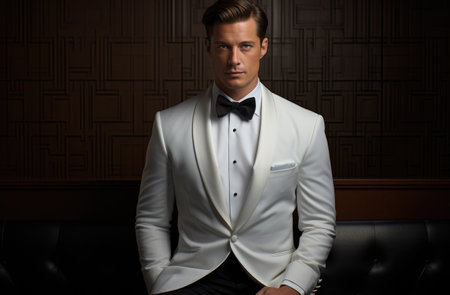 Timeless elegance: men in tuxedos showcase refined style, sophistication, and classic charm, embodying the epitome of formal fashion for special events, celebrations, and black-tie occasionsの素材