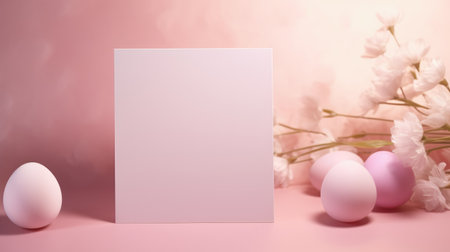 Celebrate easter joy: a delightful mockup with copy space frame, capturing the essence of springtime festivities and renewal of hope in stylish and festive design for cards, displays, creative projectsの素材