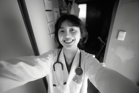 Celebrating labor day: powerful black and white image capturing the versatility of women at work, showing their strength, dedication, and contributions across diverse professions and industries.の素材