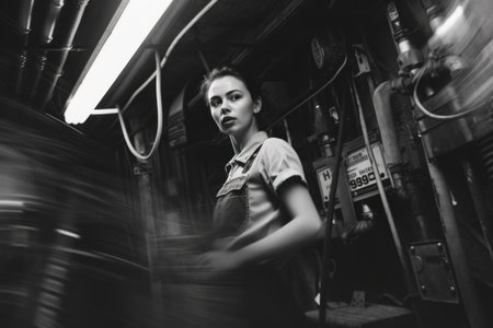 Celebrating labor day: powerful black and white image capturing the versatility of women at work, showing their strength, dedication, and contributions across diverse professions and industries.の素材