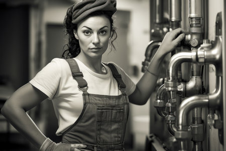 Celebrating labor day: powerful black and white image capturing the versatility of women at work, showing their strength, dedication, and contributions across diverse professions and industries.の素材