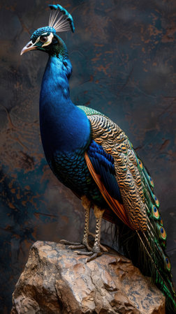 Vibrant peacock, a stunning display of nature's beauty, showcasing the colorful plumage and elegant presence of this majestic, a symbol of grace and eleganceの素材