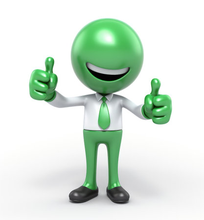 3d man is green tick symbol, signifying completion and success, in a compelling visual representation of achievement and endorsement, a check off character.の素材