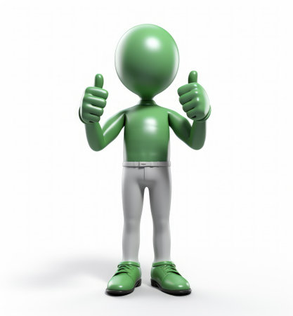 3d man is green tick symbol, signifying completion and success, in a compelling visual representation of achievement and endorsement, a check off character.の素材