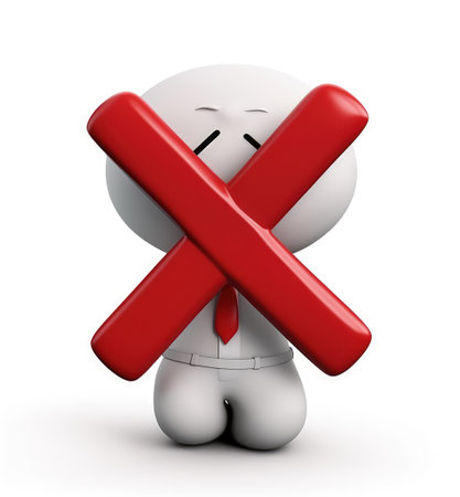 Banning entry: a 3d prohibition concept with a red x sign, a virtual warning symbolizing restricted access for banners and websites, ensuring digital safety and control in a visually impactful design.の素材