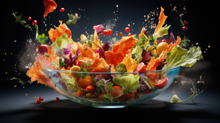 Nourishing greens: goodness of veggie food, fruit, and vegetables in a vibrant culinary symphony, a plant-powered feast for health and vitality, embracing the abundance of nature's bountyの素材
