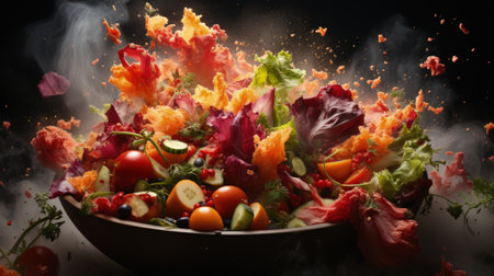 Nourishing greens: goodness of veggie food, fruit, and vegetables in a vibrant culinary symphony, a plant-powered feast for health and vitality, embracing the abundance of nature's bountyの素材