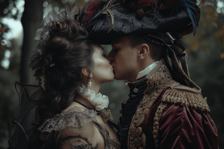 Capturing love's essence: a celebration of kisses on kissing day, an intimate showcase of tender moment, passionate connection, affectionate expressions in language of love and romance.の素材