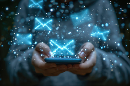 Sms, succinct communication, instant messaging convenience, efficient and rapid exchange of words, short message service on mobile devicesの素材