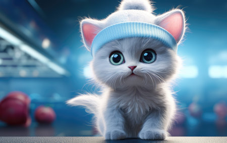 Whimsical wonder: delightful 3d animation brings to life a super cute baby kitten in an endearing and enchanting display of adorability and charm.の素材