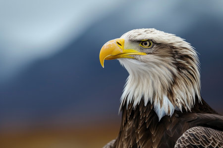 Majestic eagle: a captivating showcase of nature's prowess, bird, perched majestically, and embodying the spirit of freedom and untamed wilderness, a stunning visual ode to avian grace and power.の素材