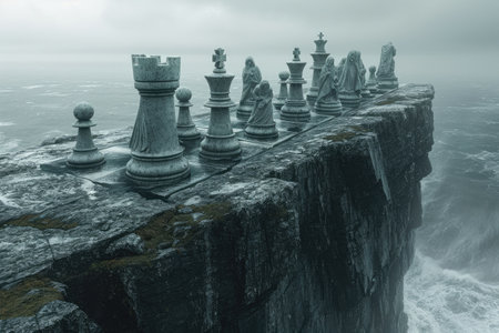 Creative chess: captivating journey through imaginative compositions, artistic arrangements, strategic brilliance, exploring boundless realm where creativity converges with the timeless game of kingsの素材