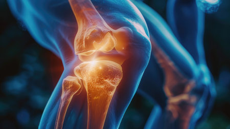 Knee pain: addressing discomfort, injury, and arthritis with orthopedic care, medical treatment, rehabilitation, and lifestyle adjustments for improved mobility and relief from discomfort.の素材
