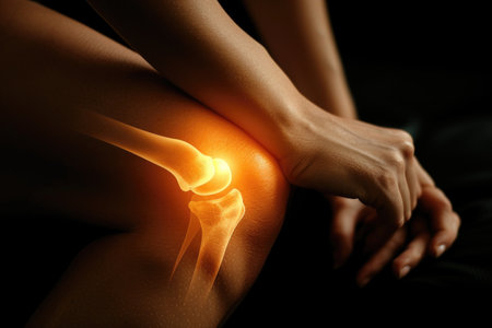 Knee pain: addressing discomfort, injury, and arthritis with orthopedic care, medical treatment, rehabilitation, and lifestyle adjustments for improved mobility and relief from discomfort.の素材