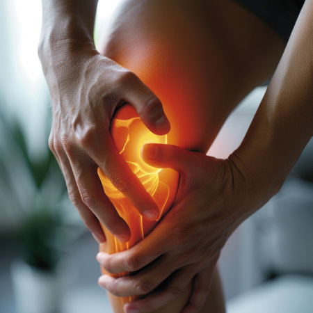 Knee pain: addressing discomfort, injury, and arthritis with orthopedic care, medical treatment, rehabilitation, and lifestyle adjustments for improved mobility and relief from discomfort.の素材