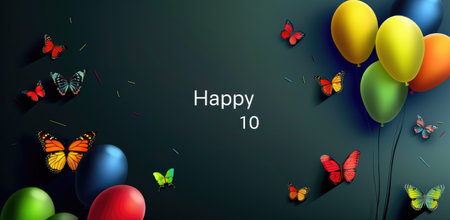 Word text with holiday 10, birthday child, celebrating special occasions with festive greetings, joyous wishes, and vibrant decorations for memorable festivities and joyful gatherings with babyの素材