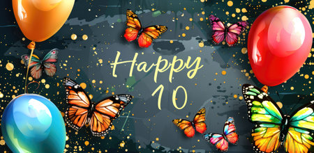 Word text with holiday 10, birthday child, celebrating special occasions with festive greetings, joyous wishes, and vibrant decorations for memorable festivities and joyful gatherings with babyの素材