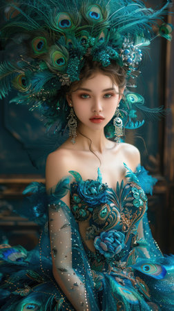 Vibrant peacock, a stunning display of nature's beauty, showcasing the colorful plumage and elegant presence of this majestic, a symbol of grace and eleganceの素材