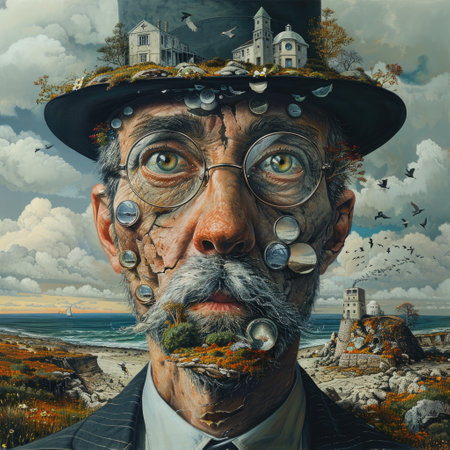 Creative realistic surrealism, imaginative, mind-bending art blending reality with the surreal, intrigue and wonder through unique visual concepts and innovative design.の素材
