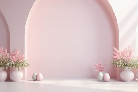 Celebrate easter joy: a delightful mockup with copy space frame, capturing the essence of springtime festivities and renewal of hope in stylish and festive design for cards, displays, creative projectsの素材