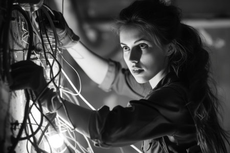 Celebrating labor day: powerful black and white image capturing the versatility of women at work, showing their strength, dedication, and contributions across diverse professions and industries.の素材
