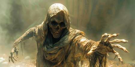 Egyptian mummy is wrapped in bandages.の素材