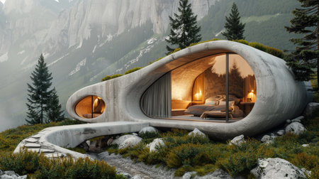 Forest idyll: a unique creative cabin in the forest, every element of design and architecture embodies harmony with the natural environment and fosters creativityの素材