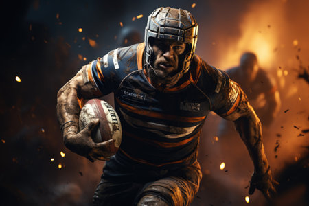 The game of rugby: test of endurance and strength, showcasing athleticism and teamwork, an exhilarating sport that embodies resilience and determination on the field.の素材