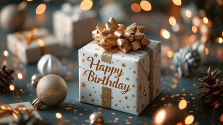 Festive joy: a heartwarming greeting card adorned with the text happy birthday, radiating celebratory cheer and warm wishes, perfect for expressing love and joy on this special occasionの素材