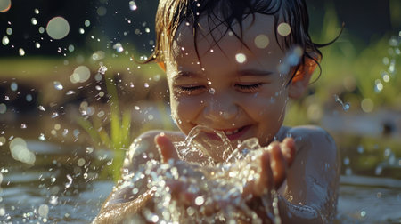 Celebrating world water day, raising awareness and promoting sustainable water management, advocating for access to clean water for all, collective action for a healthier planet and brighter futureの素材