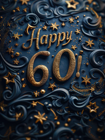 Happy 60th: a celebratory message commemorating six decades of life's journey, filled with gratitude, love, and cherished memories, marking this special milestone with joy and appreciation.の素材