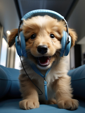 Whimsical wonder: adorable animation brings to life a cute and funny golden retriever puppy in a charming cartoon adventure full of playful antics and heartwarming momentsの素材