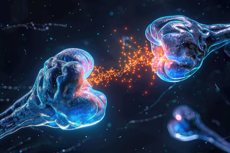 Neural connection: nerve synapse - intricate junction where nerve cells communicate, essential for transmitting signals throughout the nervous systemの素材