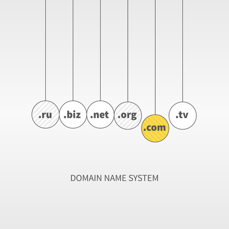 Domain name services web and icon, concept elements design for business, marketing, web, mobile app. The names of the domains in the balls.のイラスト素材