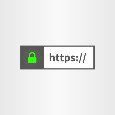 Browser window with secure online connection icon  and http text line icon isolated on background for infographic, website, mobile app. Vector illustration.のイラスト素材