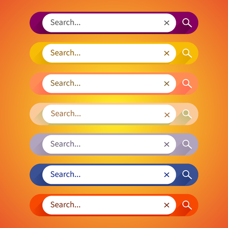Colorful Web Set of Search Bar for website, mobile app. Element of interface in flat design.のイラスト素材