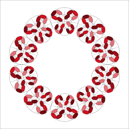 Geometric abstract mandala round ornaments. Decorative flower elements isolated on white background. Vector illustration.のイラスト素材