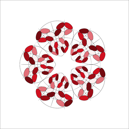 Geometric abstract mandala round ornaments. Decorative flower elements isolated on white illustration.のイラスト素材