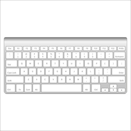 Realistic aluminum computer keyboard isolated on white background. Vector illustration.のイラスト素材