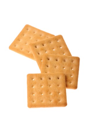  crackers isolated on white background.