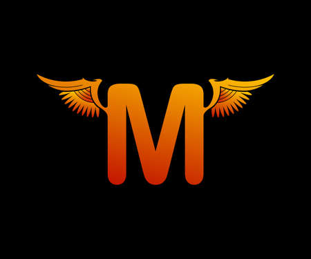 M letter logo vector with wings, alphabet letter design abstractのイラスト素材