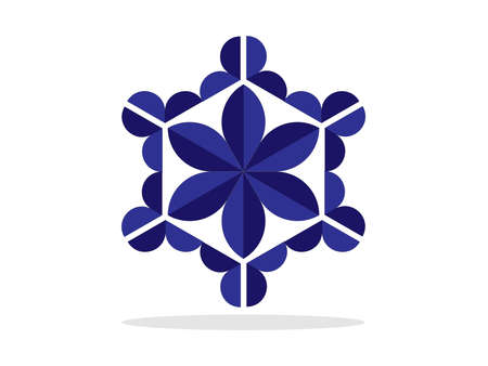 Flower logo design vector design, blue color emblemのイラスト素材