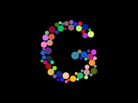 Letter G vector design filled with colourful ballsのイラスト素材