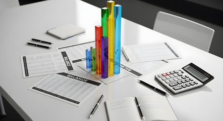 Business graph on the table. 3d rendering. Business and finance concept.の素材