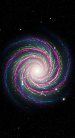 Colourful spiral in space, computer generated abstract background.の素材