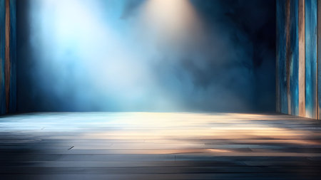 A captivating stage background with a spotlight and smoke, perfect for showcasing products or creating stunning presentation backdrops.の素材